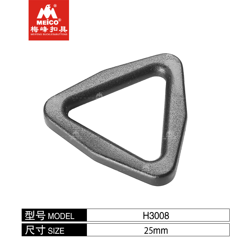 Tri-ring de fivela triangular de plástico elegante